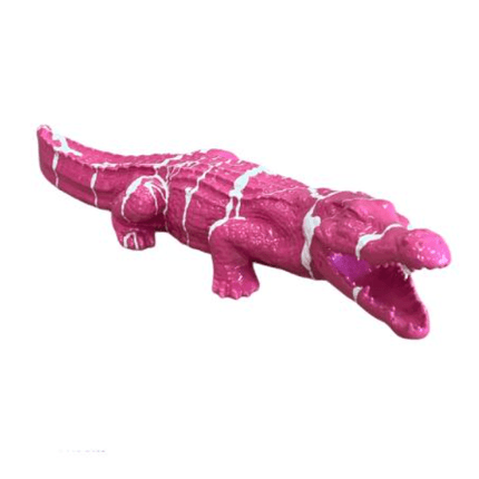 Statue Crocodile Animaux Resine - 130cm - Coulure Rose - ANIMAUX-RESINE.FR