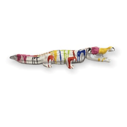 Statue Crocodile Animaux Resine - 130cm - Multi Coulure Blanc Bis - ANIMAUX-RESINE.FR