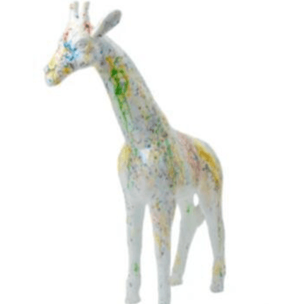 Statue Girafe Animaux Resine - 110cm - Graffiti Blanc - ANIMAUX-RESINE.FR
