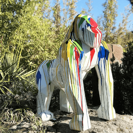 Statue Gorille Origami Animaux Resine - 140cm - Multi Coulure Blanc - ANIMAUX-RESINE.FR