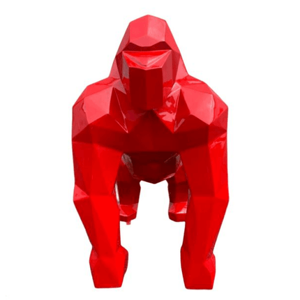 Statue Gorille Origami Animaux Resine - 140cm - Rouge - ANIMAUX-RESINE.FR